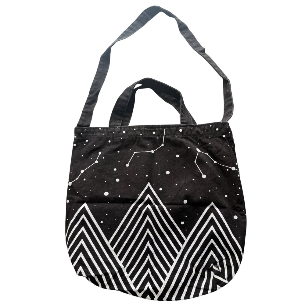 Unbranded Tote Bag Unisex Large Black Mountain Constellation Canvas Shoulder Bag